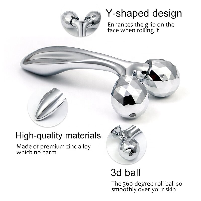 Y Shape Face Roller - Manufacturer - Silver Metal Skin Firming Face Lift Skin Care Tool
