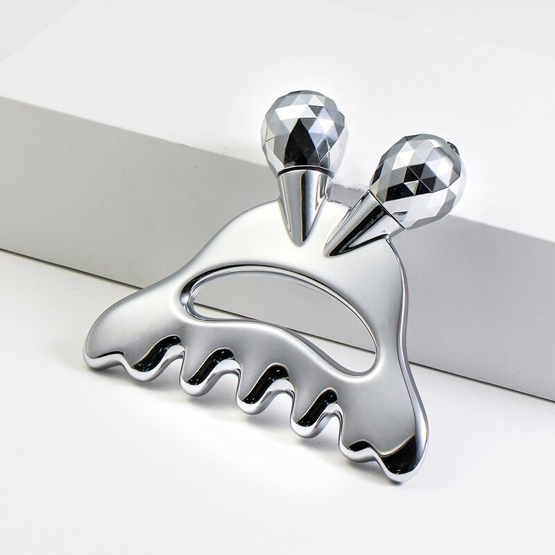2-in-1 Facial Tool - Manufacturer - Stainless Steel Roller Metal Gua Sha Face Head