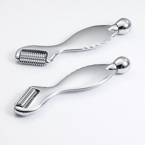 Gua Sha Roller - Manufacturer - Stainless Steel Acupuncture Ridged Face Eyes US Plug