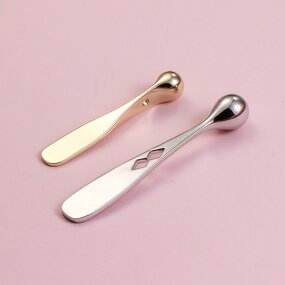 Cosmetic Spoon - Manufacturer - Kinwong YSB25002 Zinc Alloy Gold Face Cream Applicator