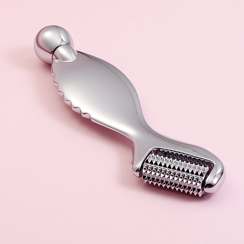 Derma Roller - Manufacturer - Silver Stainless Steel Gua Sha Face Eyes US Plug Needle