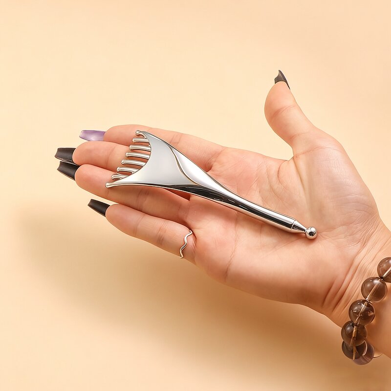 Scalp Therapy Massager - Manufacturer - New Silver Handheld Metal Gua Sha Comb Manual