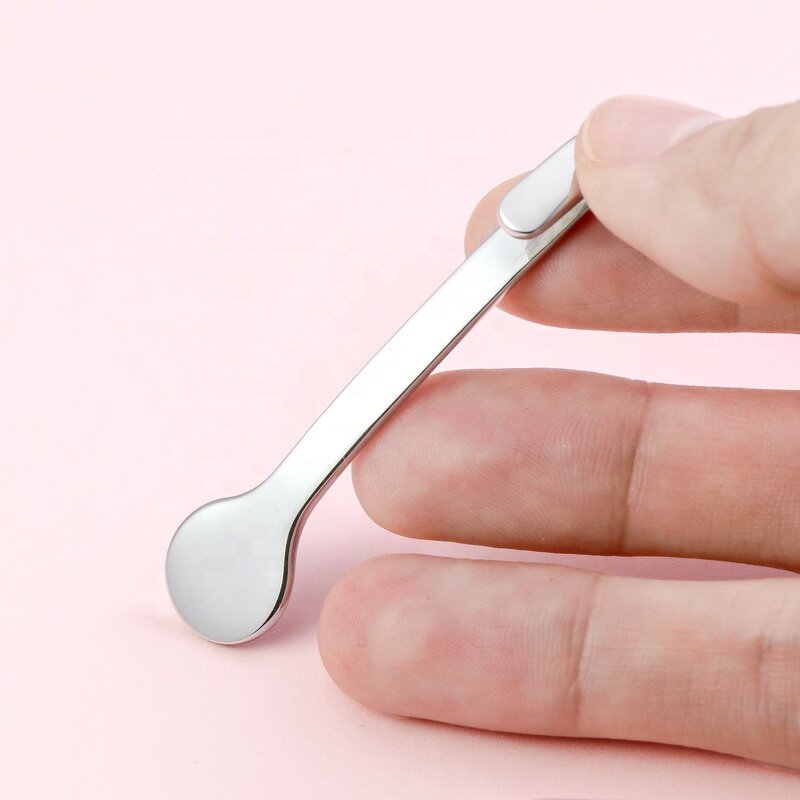 Cosmetic Spatula - Manufacturer - Custom Reusable Curved Metal Shilajit Spoon with Hook