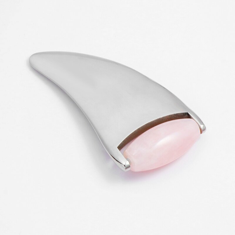 Face Roller - Manufacturer - Pink Rose Quartz Metal Gua Sha Lifting Whitening Anti-Puffiness