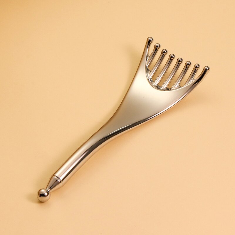 Scalp Therapy Massager - Manufacturer - New Silver Handheld Metal Gua Sha Comb Manual