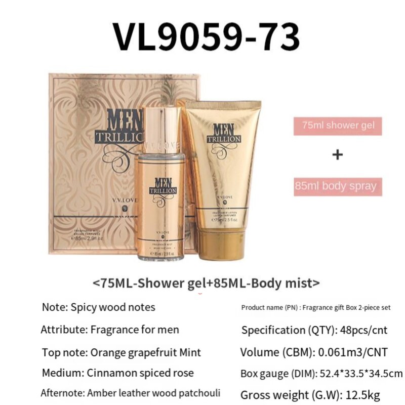 3-Piece Fragrance Gift Set - Manufacturer - Body Mist Lotion Shower Gel Long Lasting