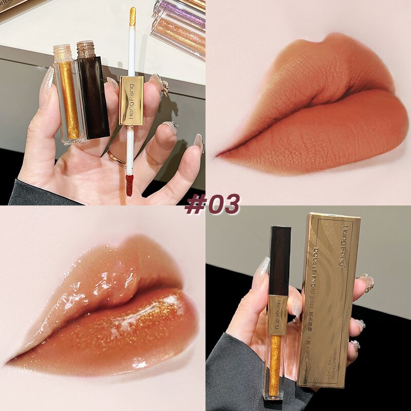 Double-Headed Flash Lip Glaze - Manufacturer - Hengfang 6 Colors Water Mist Non-Stick Cup Lip Gloss