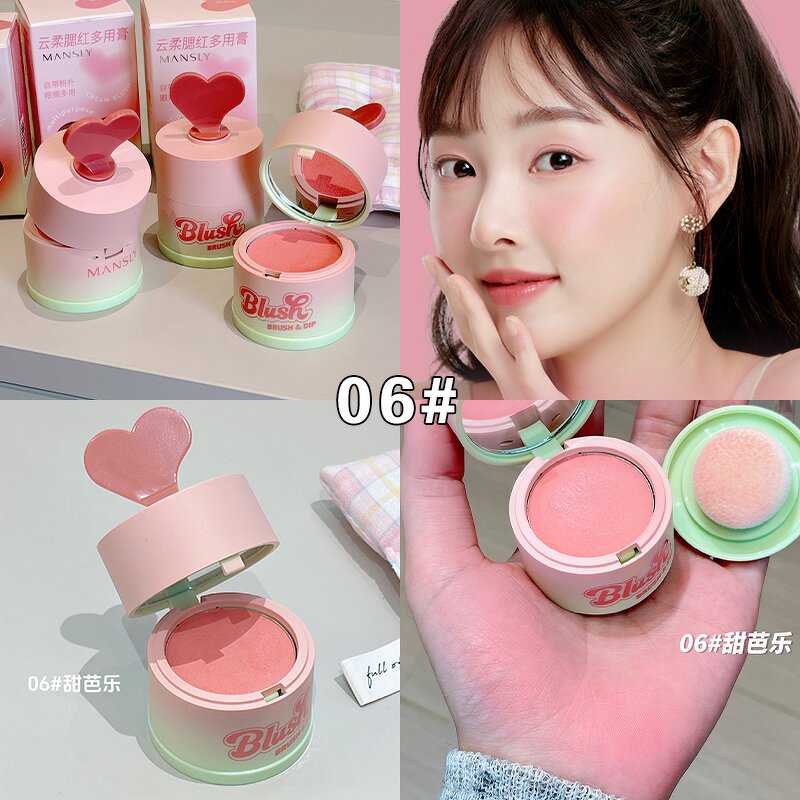 Three-in-one Blush - Manufacturer - Mirror Powder Puff Natural Blend Vibrant Energetic Look