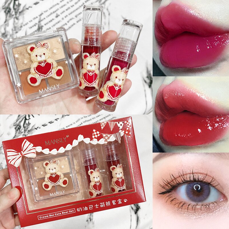 Christmas Bear Lip Glaze Set - Manufacturer - Own Brand Pigment Lip Gloss Supplier Set Cosmetics