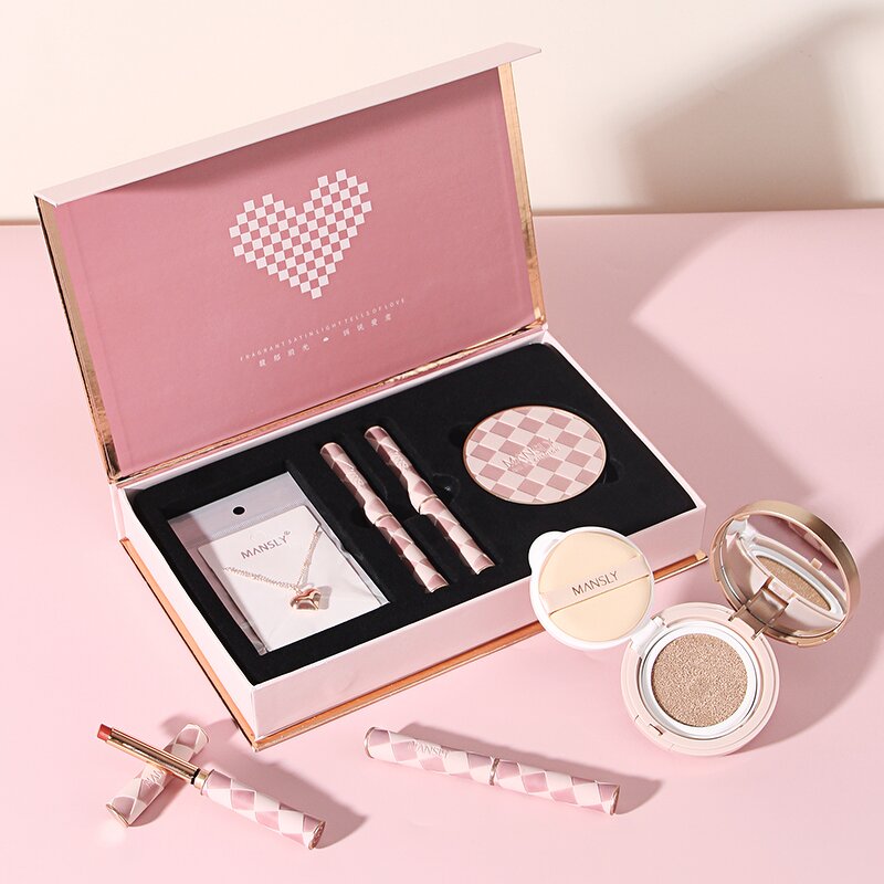 Pink Satin Makeup Set - Manufacturer - Popularity Gift Box Lipstick Set with Necklace Cosmetics-set