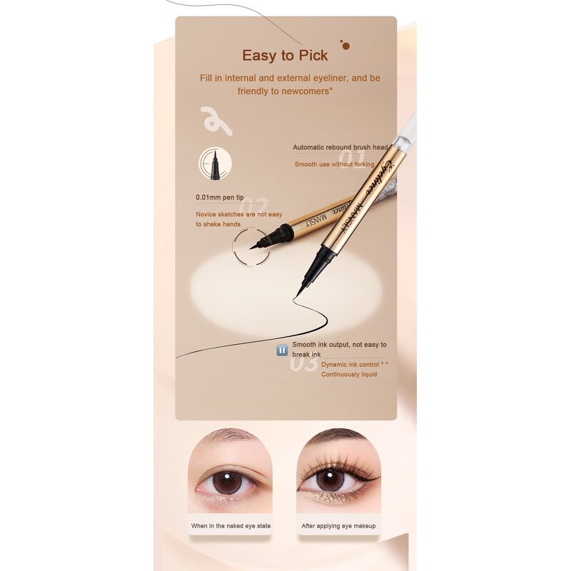 Smooth Eyeliner Pen - Manufacturer - Waterproof Sweat-proof Easy Beginners Outlining Blending