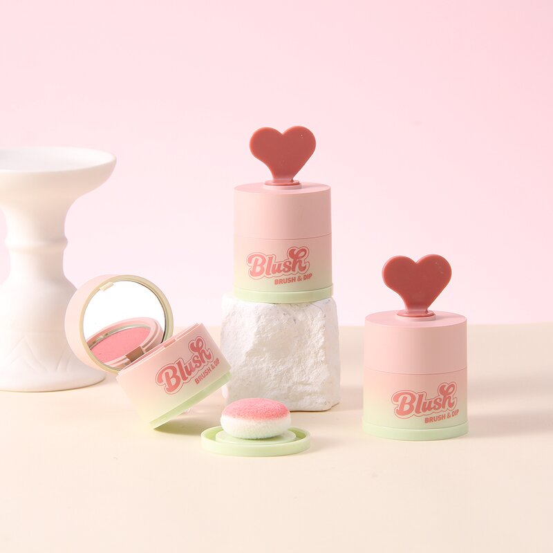 Three-in-one Blush - Manufacturer - Mirror Powder Puff Natural Blend Vibrant Energetic Look