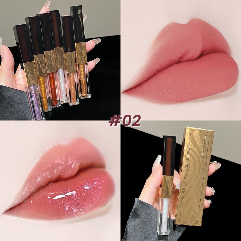 Double-Headed Flash Lip Glaze - Manufacturer - Hengfang 6 Colors Water Mist Non-Stick Cup Lip Gloss