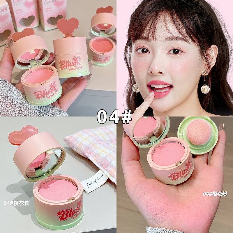Three-in-one Blush - Manufacturer - Mirror Powder Puff Natural Blend Vibrant Energetic Look