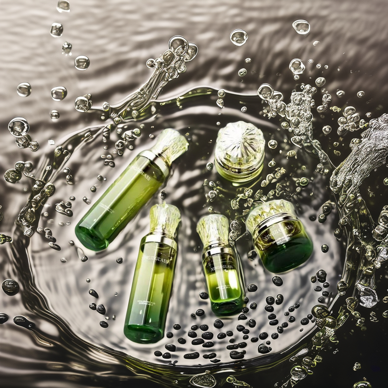 Skincare Bottles Packaging Manufacturer - Green Transparent Special-Shaped Gradient Glass