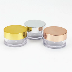 Cream Jars Manufacturer - 3g to 30g Round PS Plastic in Clear Black Gold Silver Rose