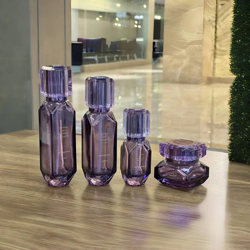 Glass Bottles Manufacturer - 100ml 150ml Purple Transparent for Face Cream Spray & OEM