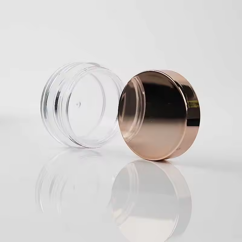 Cream Jars Manufacturer - 3g to 30g Round PS Plastic in Clear Black Gold Silver Rose