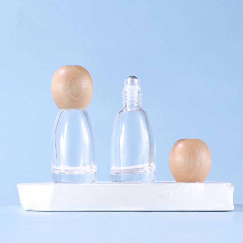 Perfume Bottle Manufacturer - 12ml Morandi Spherical Ball with Peach Wood Cap for Oil