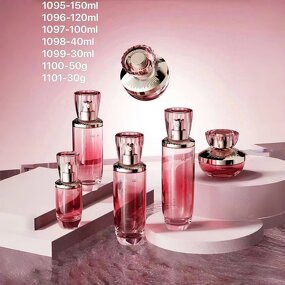 Skincare Set Manufacturer - with 100ml 150ml Pink Transparent Glass Bottles for Lotion