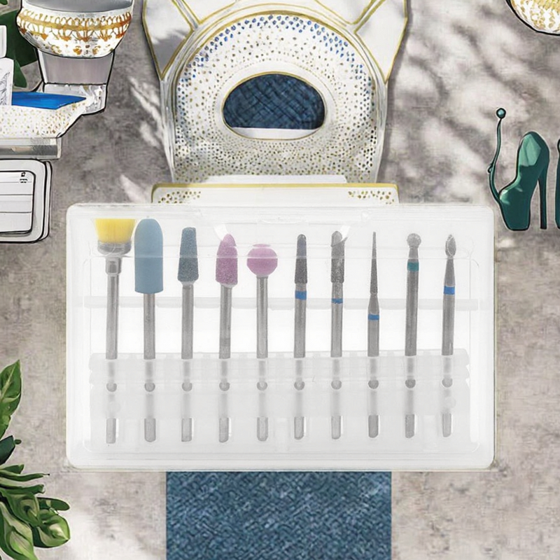 Nail Drill Bit Set - Manufacturer - YAQIN Diamond Bit 10pcs Kit EU Plug 3/32 Stainless Steel