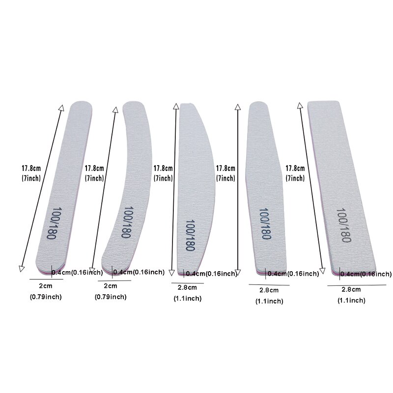 Washable Nail Files - Manufacturer - Factory Wholesale 100/180 Grit Half Moon Square Zebra Sandpaper