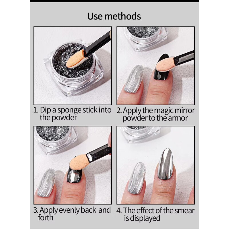 Nail Powder Brushes - Manufacturer - 50Pcs/Lot Double Sided Sponge Chrome Pigment Applicator Stick