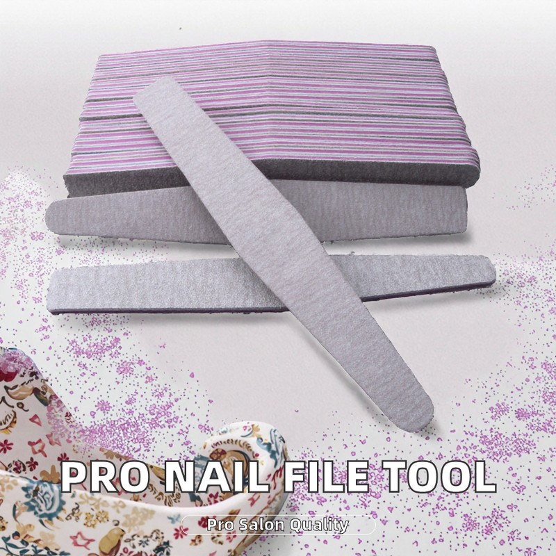 Diamond Nail File - Manufacturer - Professional Double Manicure Pedicure Emery Sandpaper Zebra Gray
