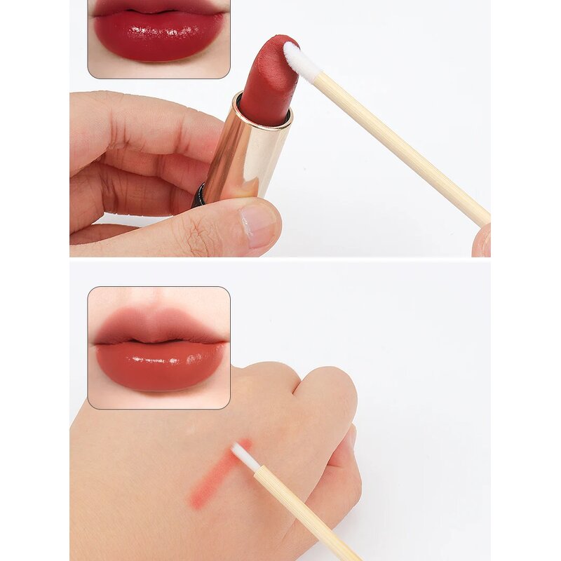 Lip Gloss Applicator - Manufacturer - Eco Bamboo Handle Flocked Angular Disposable Lip Liner Wand