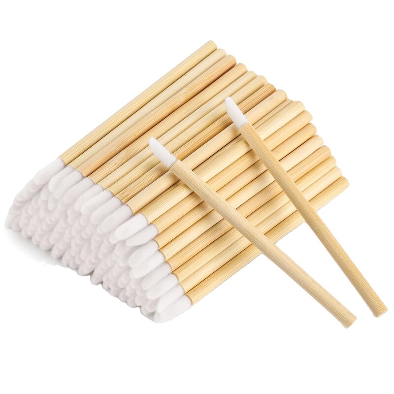 Lip Gloss Applicator - Manufacturer - Eco Bamboo Handle Flocked Angular Disposable Lip Liner Wand