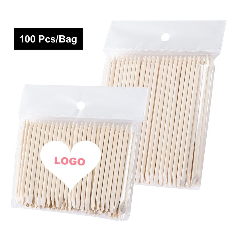 Orange Wood Nail Sticks - Manufacturer - Custom 100 Pcs Double Ended Eco Friendly Cuticle Pusher