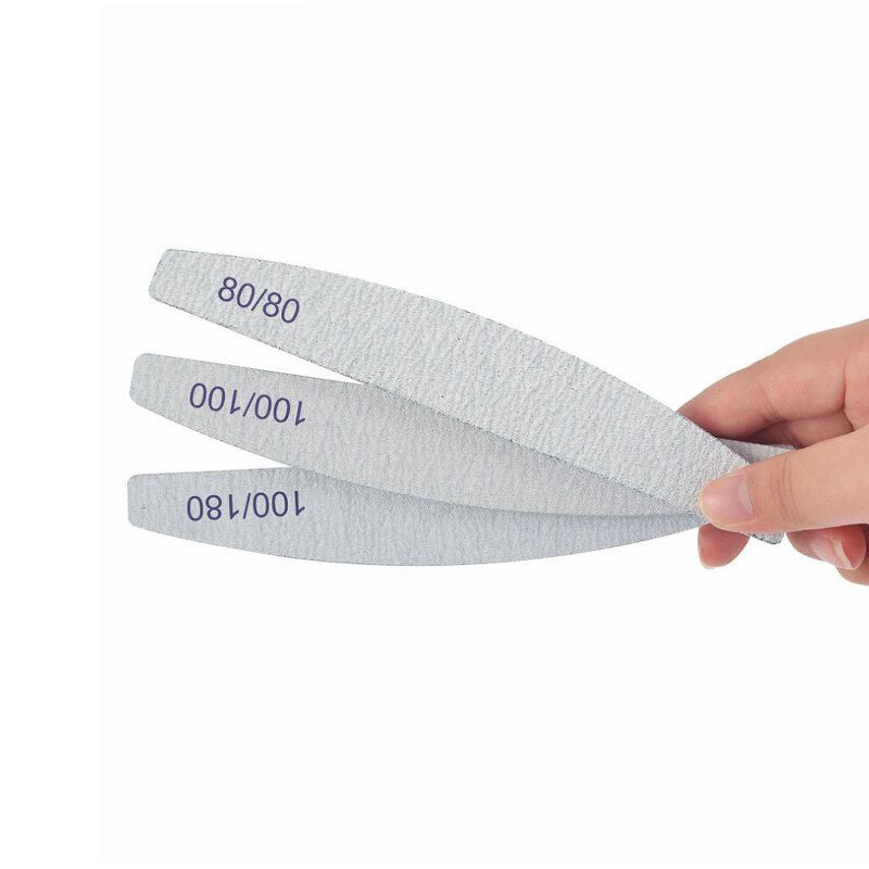 Eva Nail Files - Manufacturer - Custom Half Moon Grey Zebra 80/80 100/180 Grit Professional Nail File