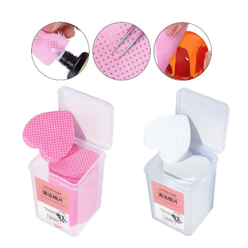 Glue Wipes Remover - Manufacturer - Heart Shape Private Label Eyelash Extension Lint Free Nail Wipes