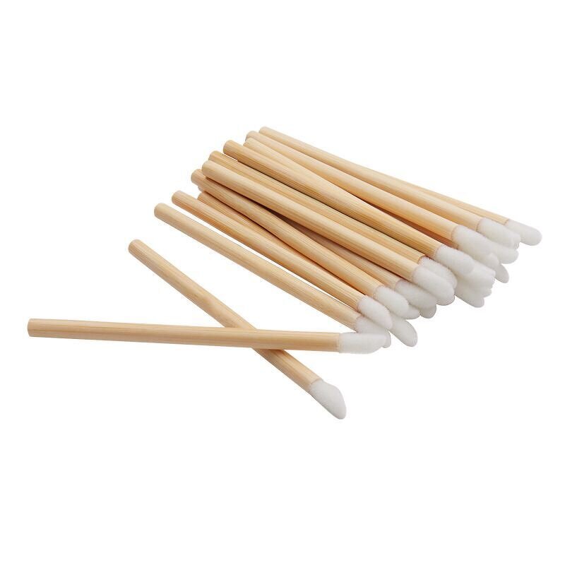 Lip Gloss Applicator - Manufacturer - Eco Bamboo Handle Flocked Angular Disposable Lip Liner Wand