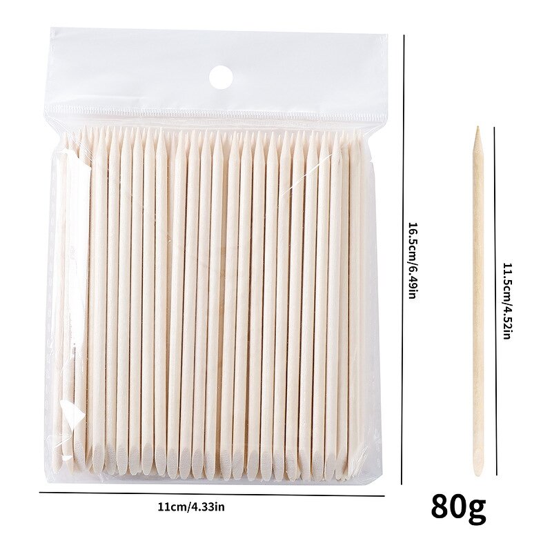 Orange Wood Nail Sticks - Manufacturer - Custom 100 Pcs Double Ended Eco Friendly Cuticle Pusher