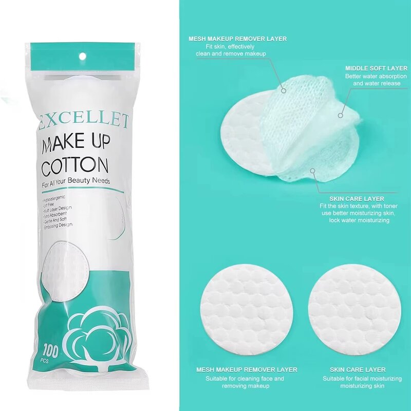 Makeup Remove Cotton Pads - Manufacturer - 100Pcs/pack Soft Facial Nail Art Cleaning Wipe Pads