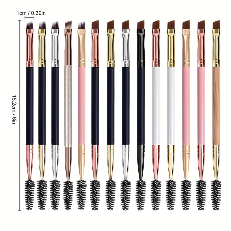 Double-ended Eyebrow Brush - Manufacturer - Angled Spoolie Brush for Perfect Eyebrows Makeup Application
