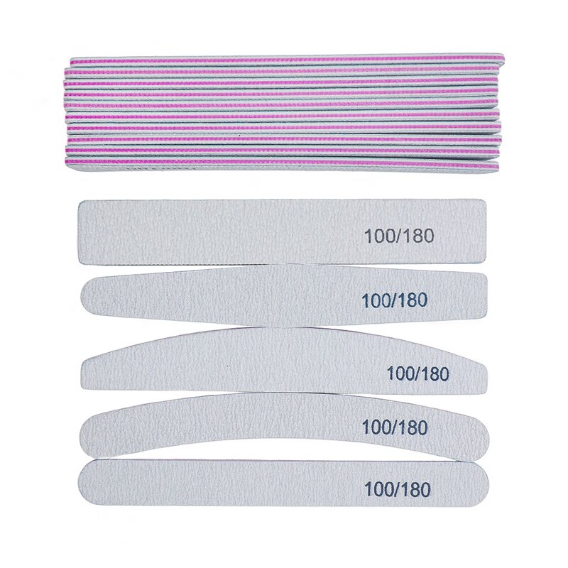 Washable Nail Files - Manufacturer - Factory Wholesale 100/180 Grit Half Moon Square Zebra Sandpaper