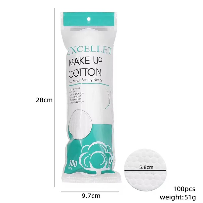 Makeup Remove Cotton Pads - Manufacturer - 100Pcs/pack Soft Facial Nail Art Cleaning Wipe Pads