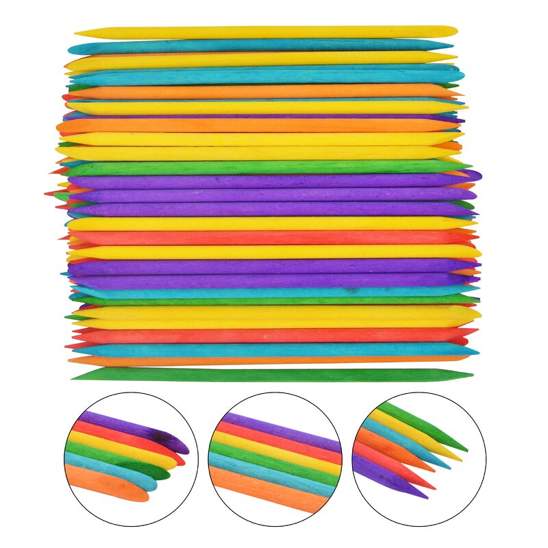 Orange Wood Nail Sticks - Manufacturer - Custom 100 Pcs Double Ended Eco Friendly Cuticle Pusher