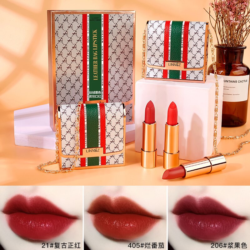 3 in 1 Lipstick Kit - Manufacturer - Custom High Quality Matte Neutral with Leather Bag Lipstick