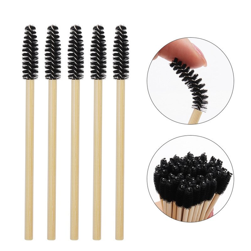 Eco Mascara Brushes - Manufacturer - Bamboo Handles Biodegradable 50pcs/bag Lash Spoolies Wholesale