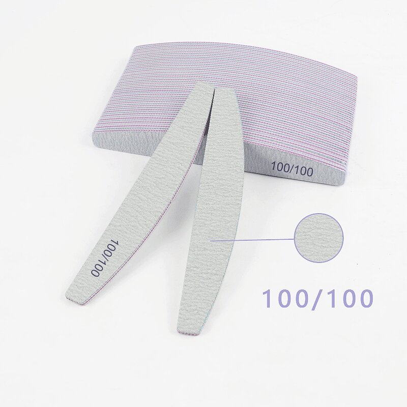Eva Nail Files - Manufacturer - Custom Half Moon Grey Zebra 80/80 100/180 Grit Professional Nail File