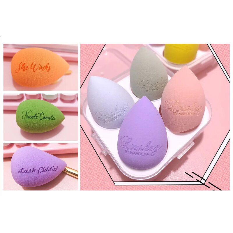 Makeup Sponge Set - Manufacturer - 4Pcs Private Label Latex Free Cosmetic Puffs with Case