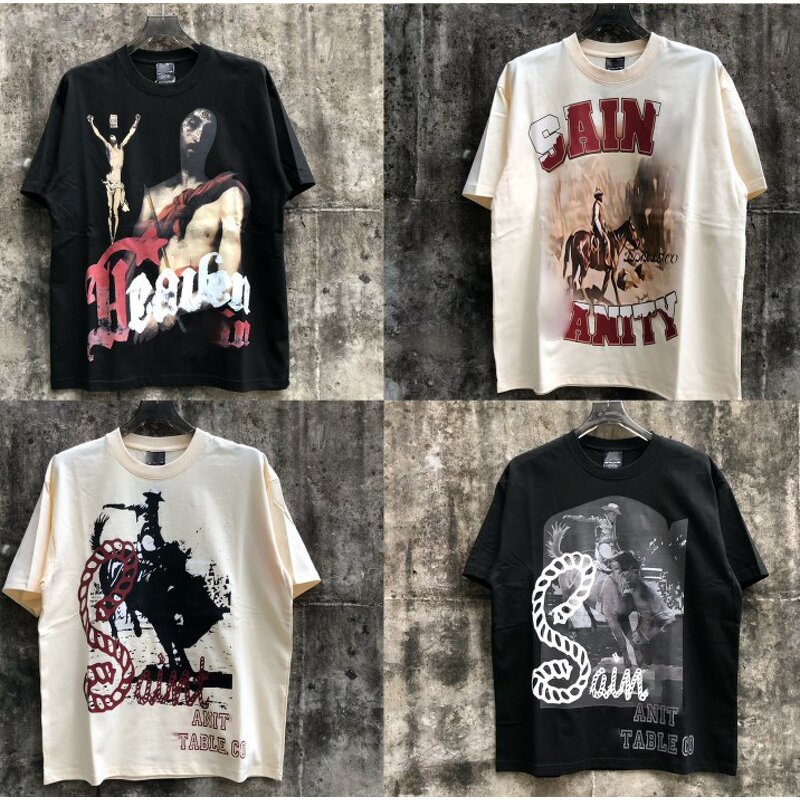 T-shirt Manufacturer - SAINTS VANITY Wholesale 100% Cotton Flame Print Streetwear