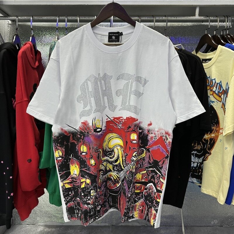 T-shirt Manufacturer - Mixed EMOTION American Retro Rhinestone Logo Cotton