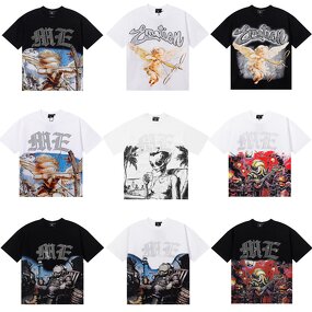 T-shirt Manufacturer - Mixed EMOTION American Retro Rhinestone Logo Cotton