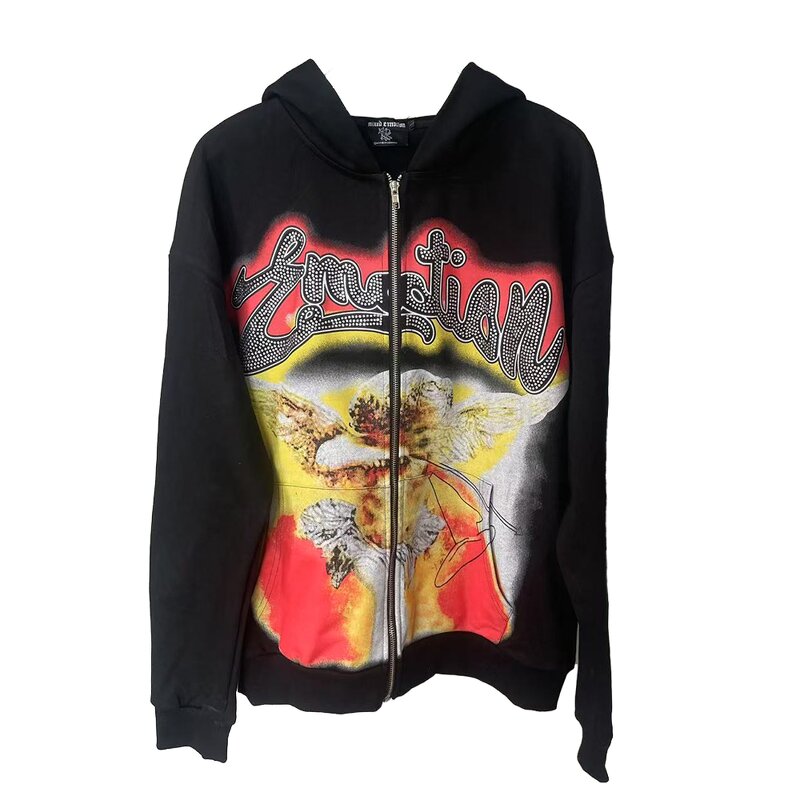 Hoodie Manufacturer - 100% Cotton Zipper-Up Heavyweight Diamond Mixed Emotions