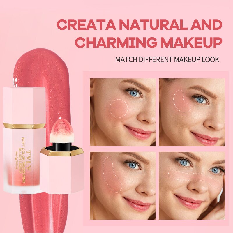 Lip Gloss Manufacturer - Soft Sheer Pink 2-in-1 Rouge Blush Liquid 6 Color