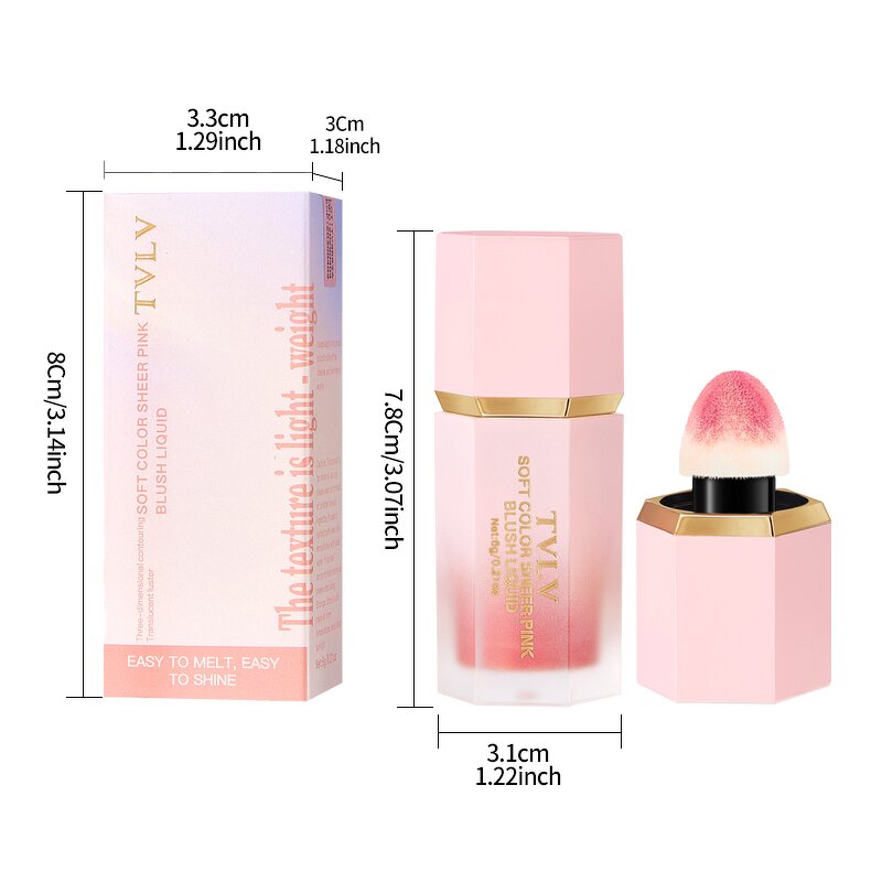 Lip Gloss Manufacturer - Soft Sheer Pink 2-in-1 Rouge Blush Liquid 6 Color
